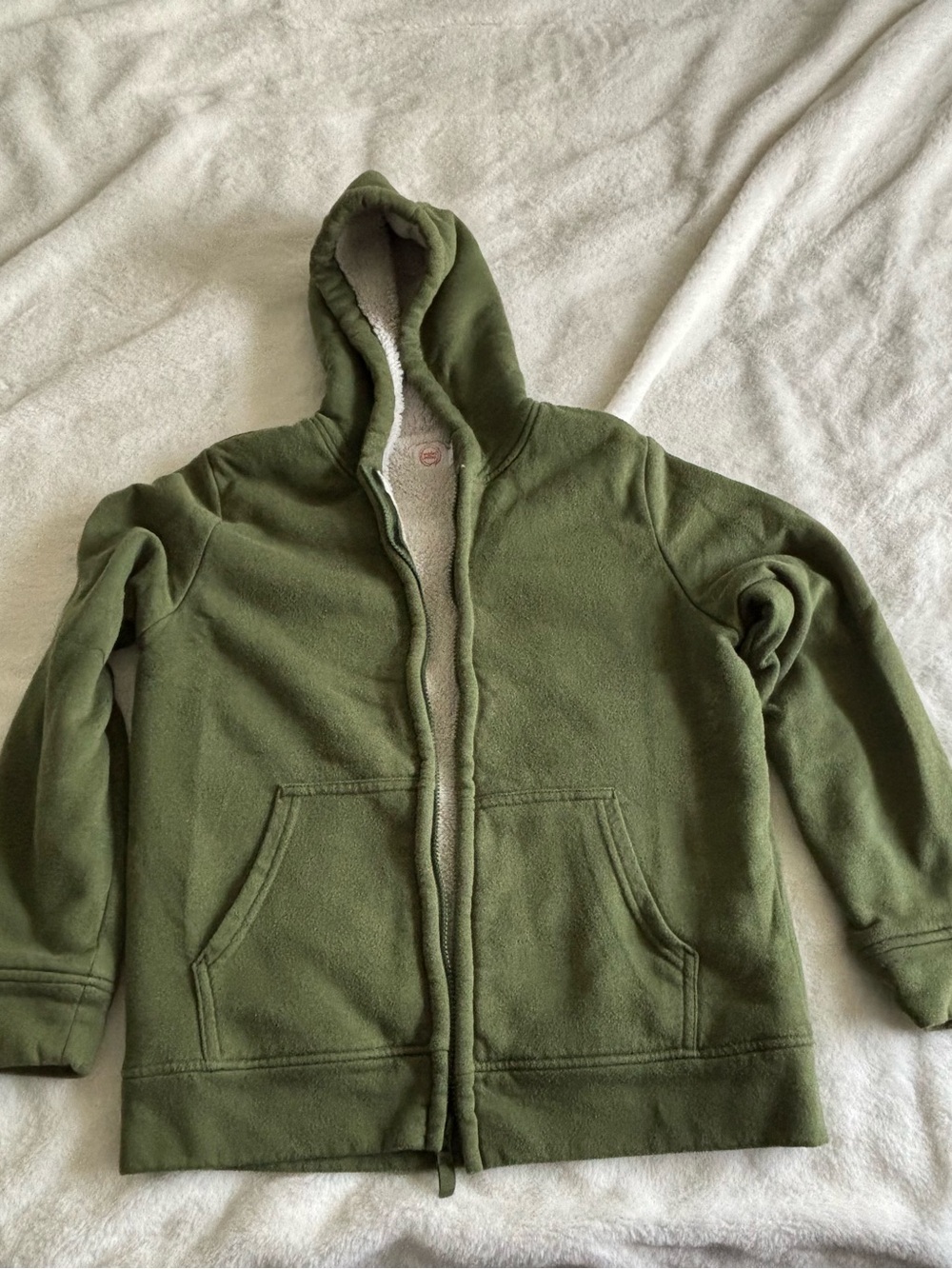 Wonder Nation Unisex Kids Green Full Zip Hooded Fleece Hoodie Pockets XL